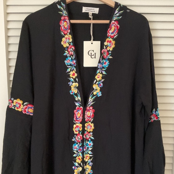 Chasing Unicorns Never My Love Embroidered Maxi Dress Black M NWT - Picture 6 of 12